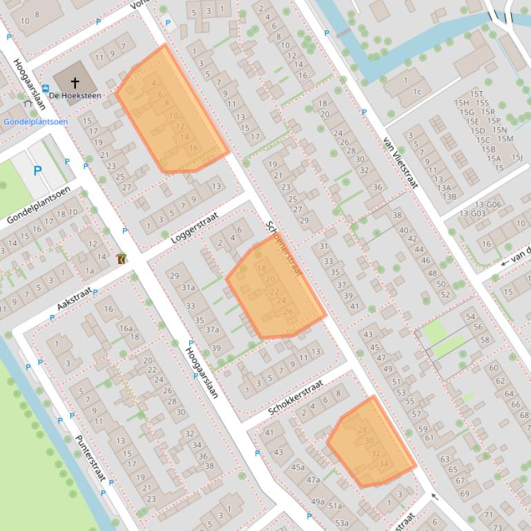 Kaart van postcodegebied 2957EW.