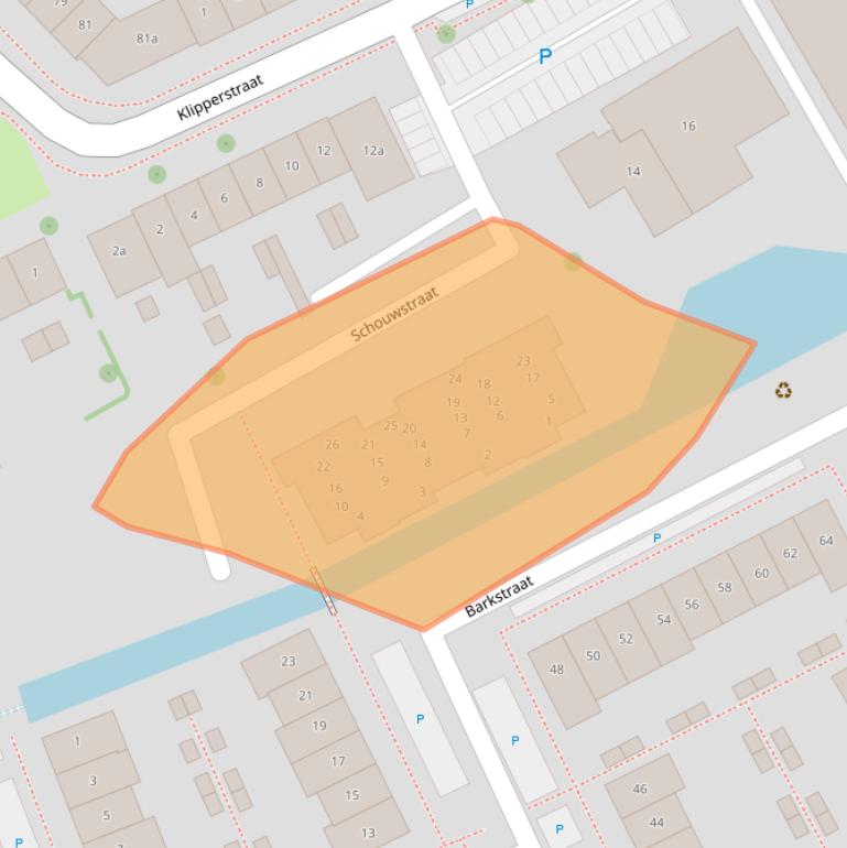 Kaart van postcodegebied 2957EX.