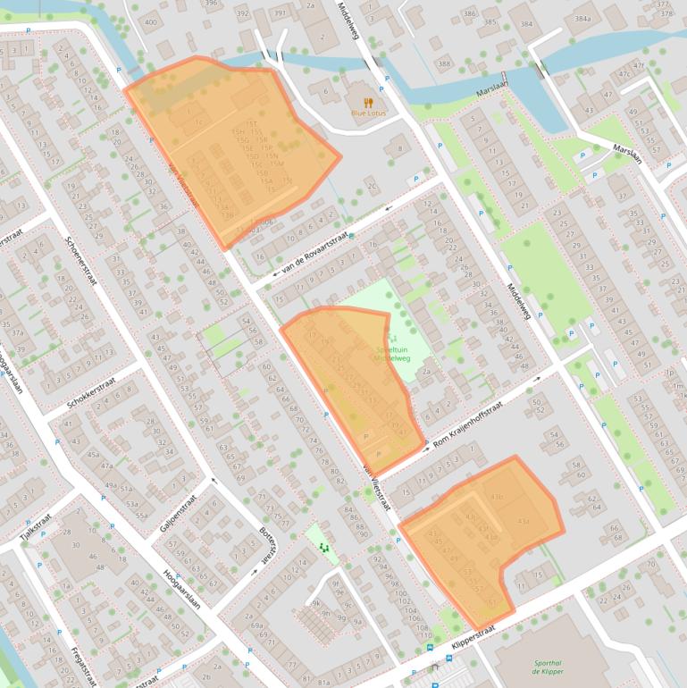 Kaart van postcodegebied 2957GC.