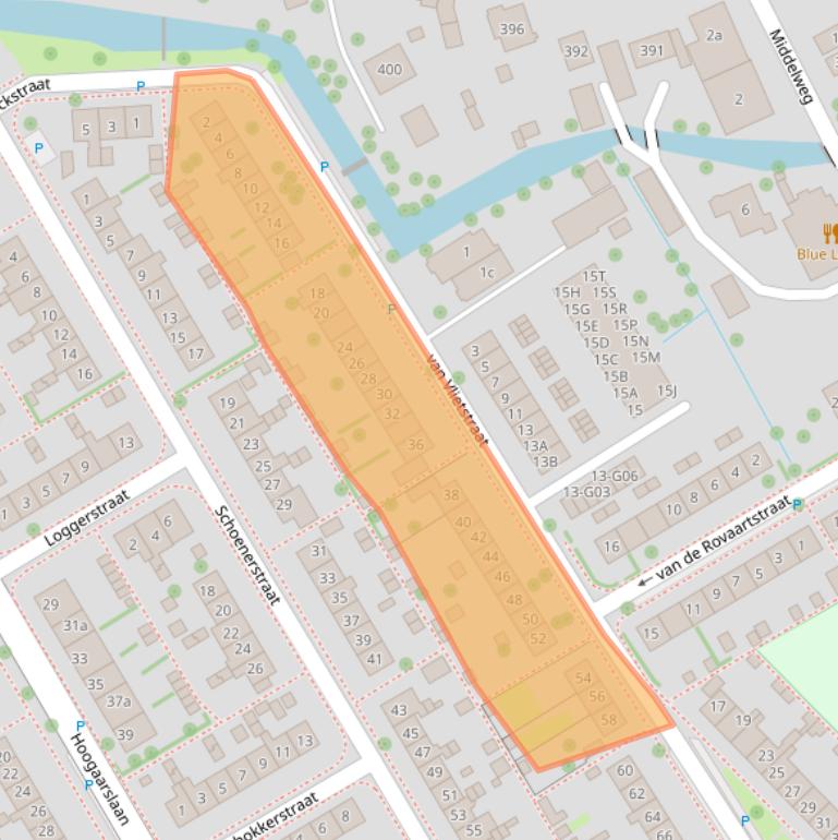 Kaart van postcodegebied 2957GD.