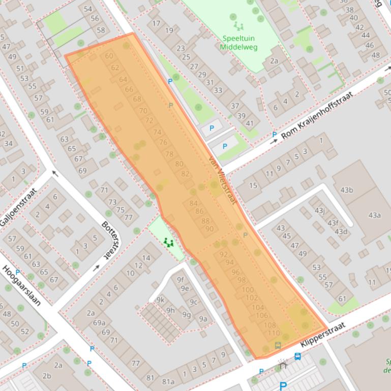 Kaart van postcodegebied 2957GE.