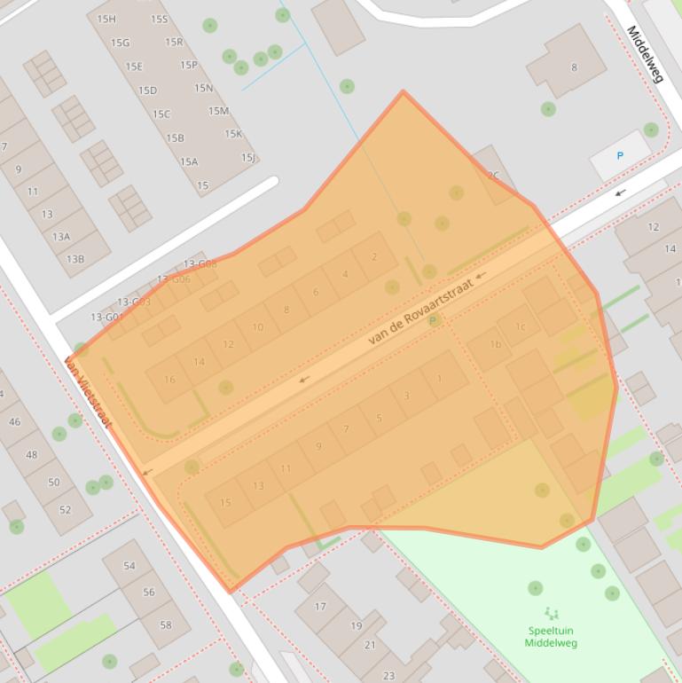 Kaart van postcodegebied 2957GG.