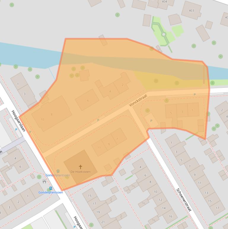 Kaart van postcodegebied 2957GJ.