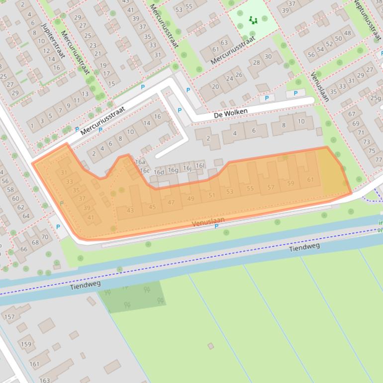 Kaart van postcodegebied 2957HL.
