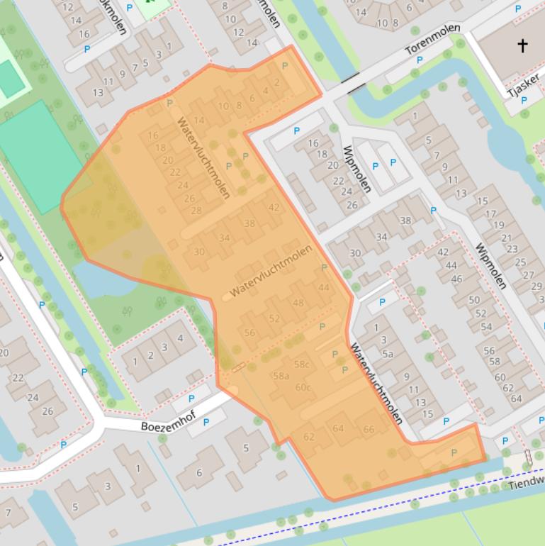 Kaart van postcodegebied 2957JB.