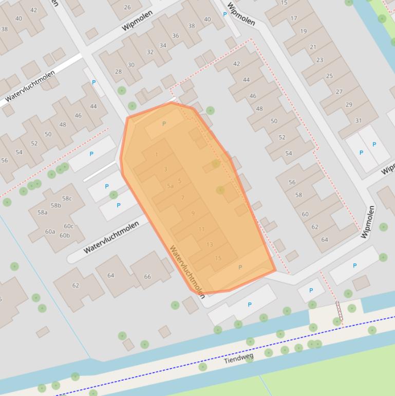 Kaart van postcodegebied 2957JC.