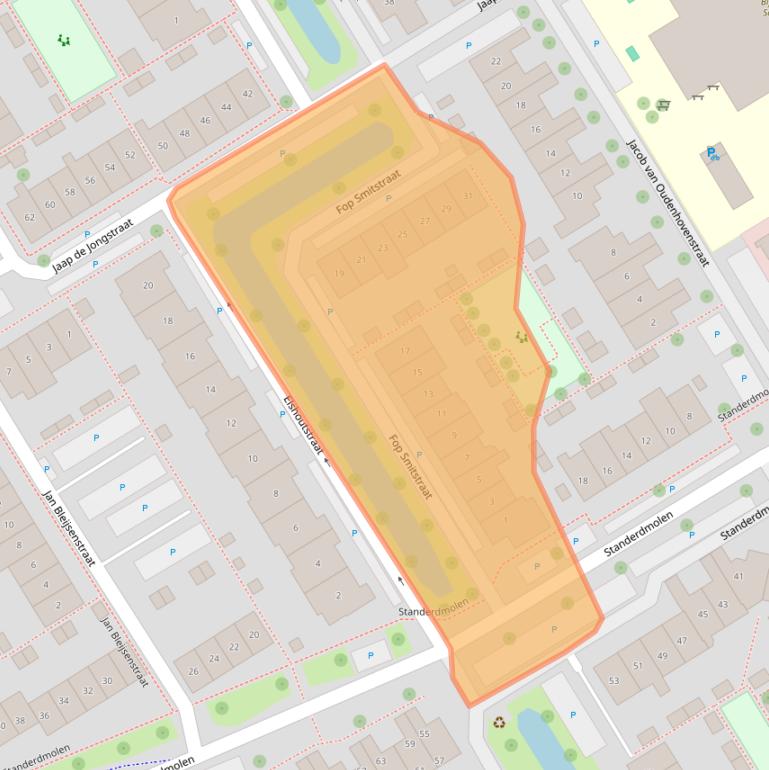 Kaart van postcodegebied 2957KB.