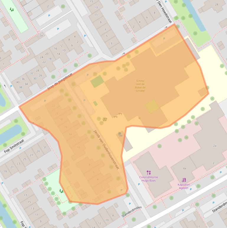 Kaart van postcodegebied 2957KE.