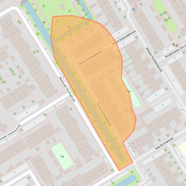 Kaart van postcodegebied 2957KH.