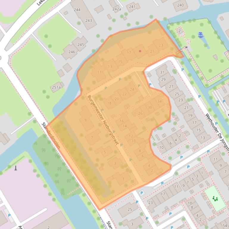 Kaart van postcodegebied 2957KJ.