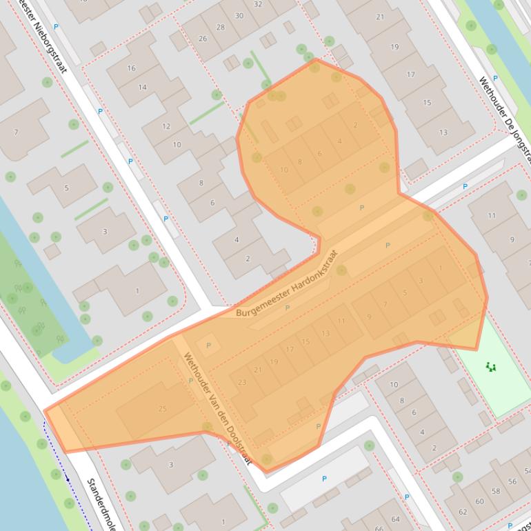 Kaart van postcodegebied 2957KL.