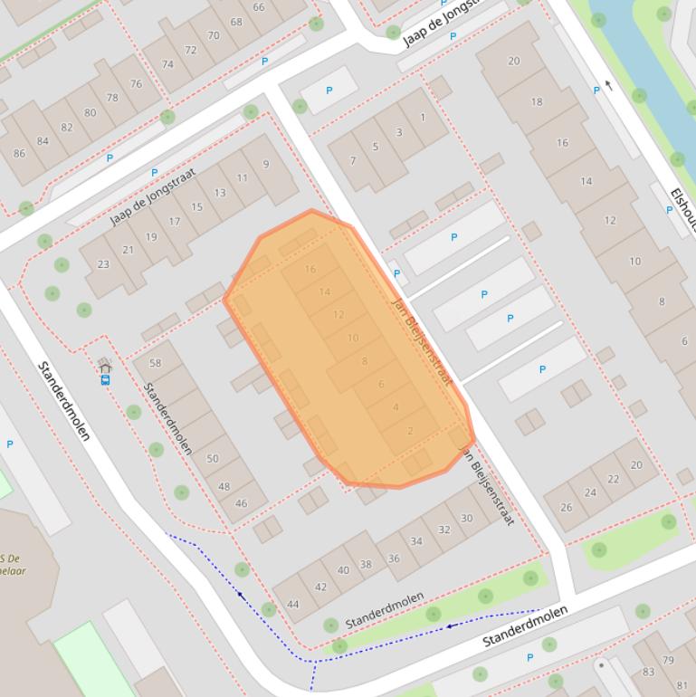 Kaart van postcodegebied 2957KP.