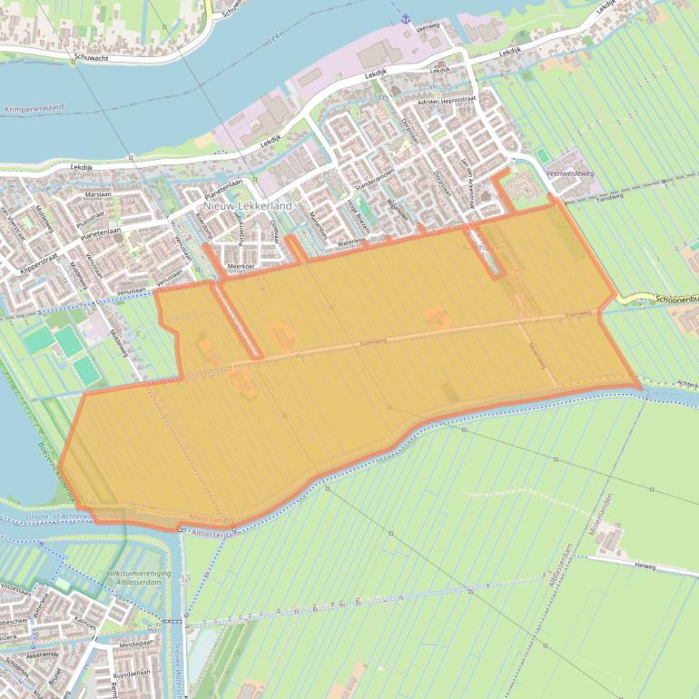 Kaart van postcodegebied 2957LC.