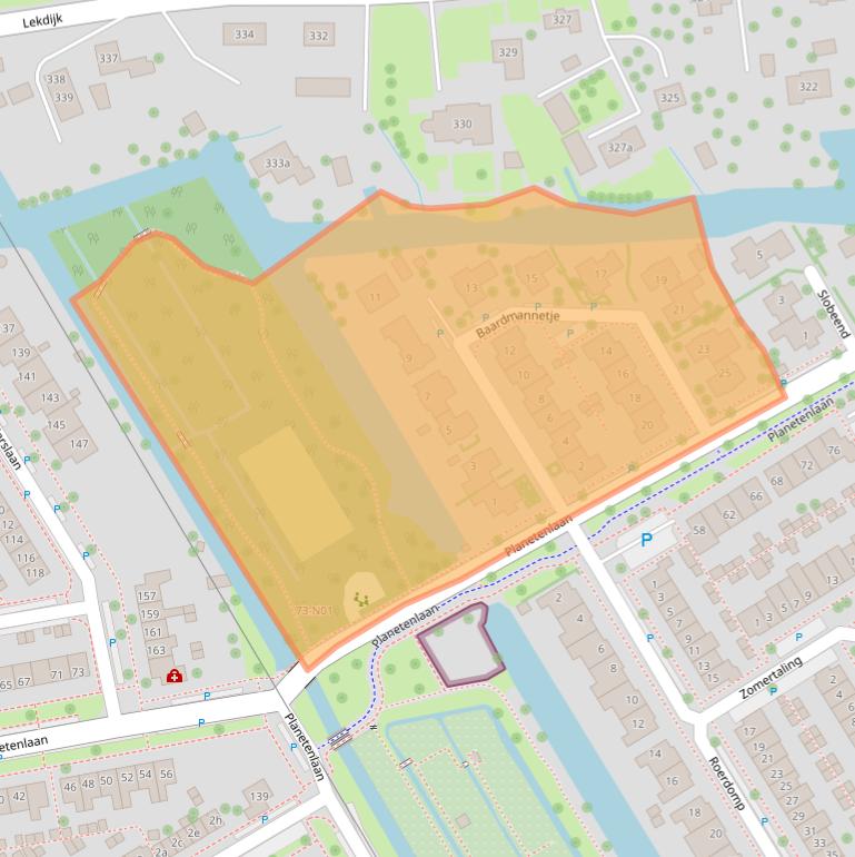 Kaart van postcodegebied 2957NA.