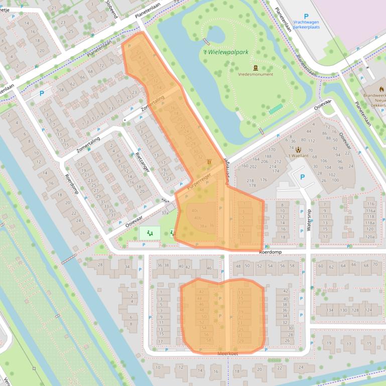 Kaart van postcodegebied 2957NB.