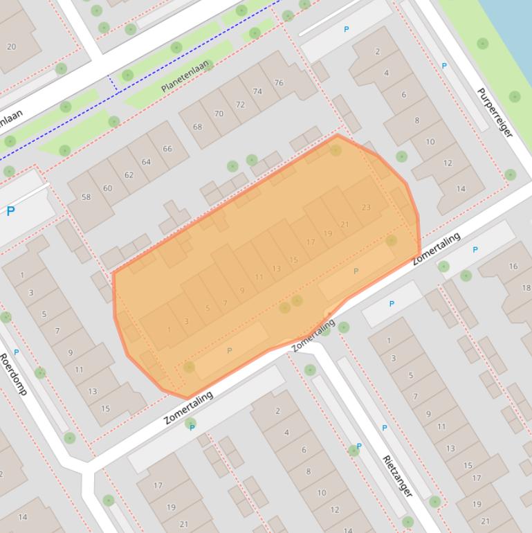 Kaart van postcodegebied 2957NC.
