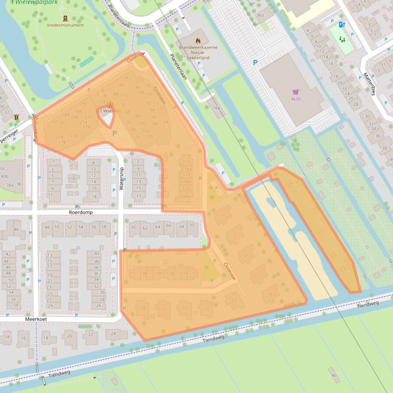 Kaart van postcodegebied 2957NH.