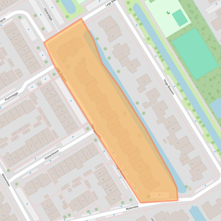 Kaart van postcodegebied 2957RC.