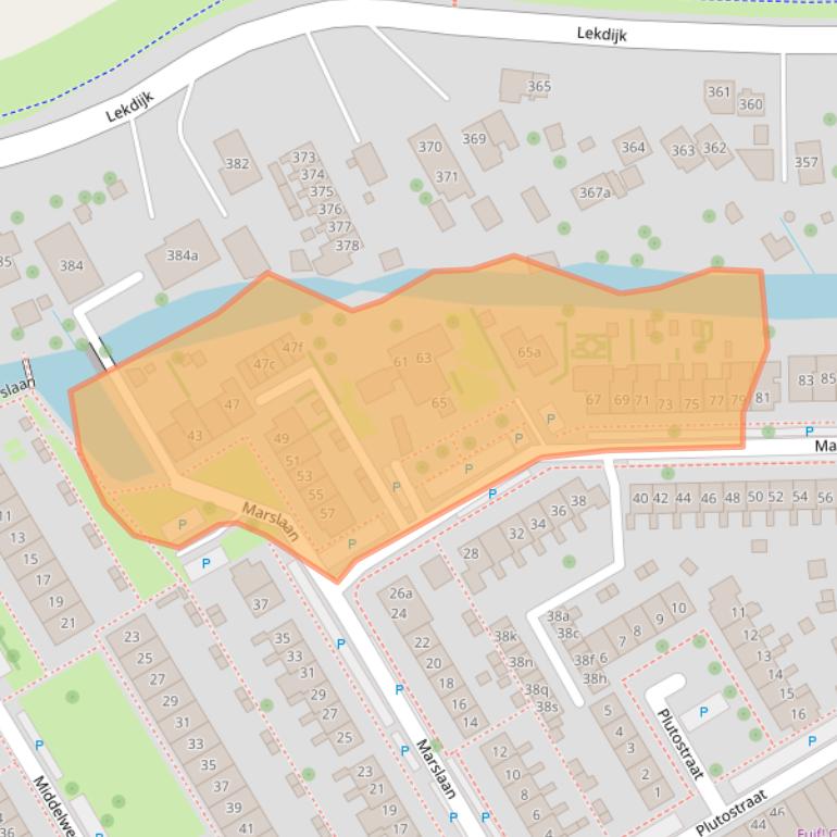Kaart van postcodegebied 2957SC.