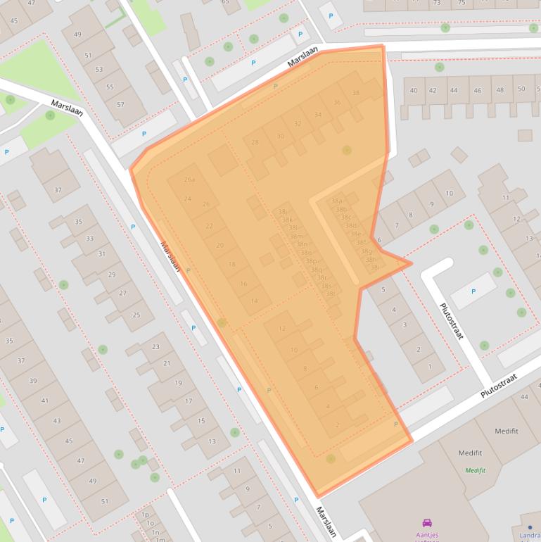 Kaart van postcodegebied 2957SH.