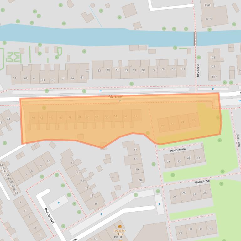 Kaart van postcodegebied 2957SJ.