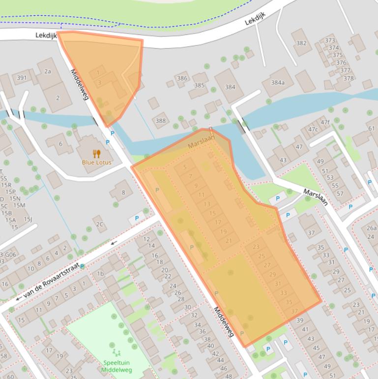 Kaart van postcodegebied 2957TA.