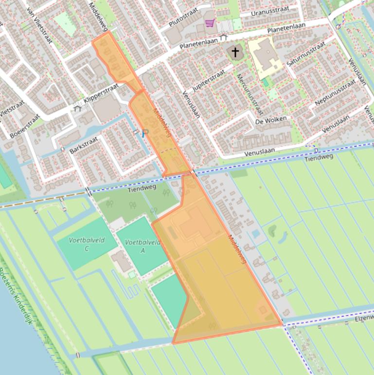 Kaart van postcodegebied 2957TH.