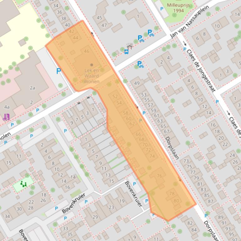 Kaart van postcodegebied 2957XG.