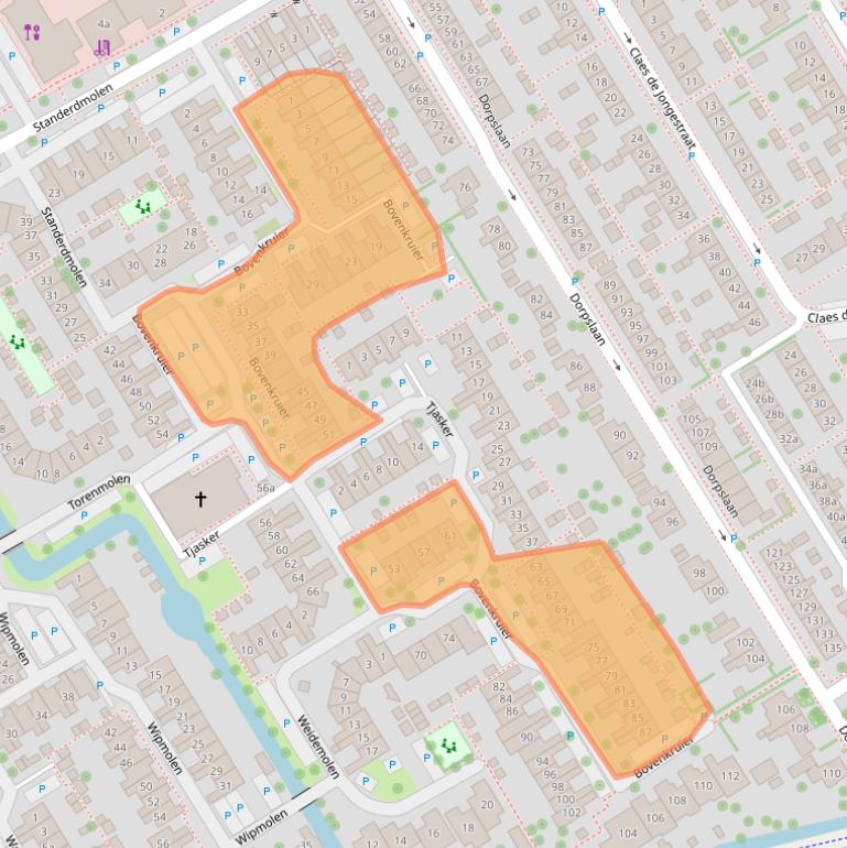 Kaart van postcodegebied 2957XJ.