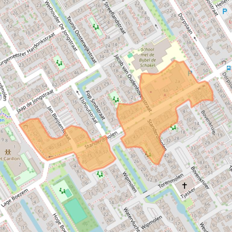 Kaart van postcodegebied 2957XL.