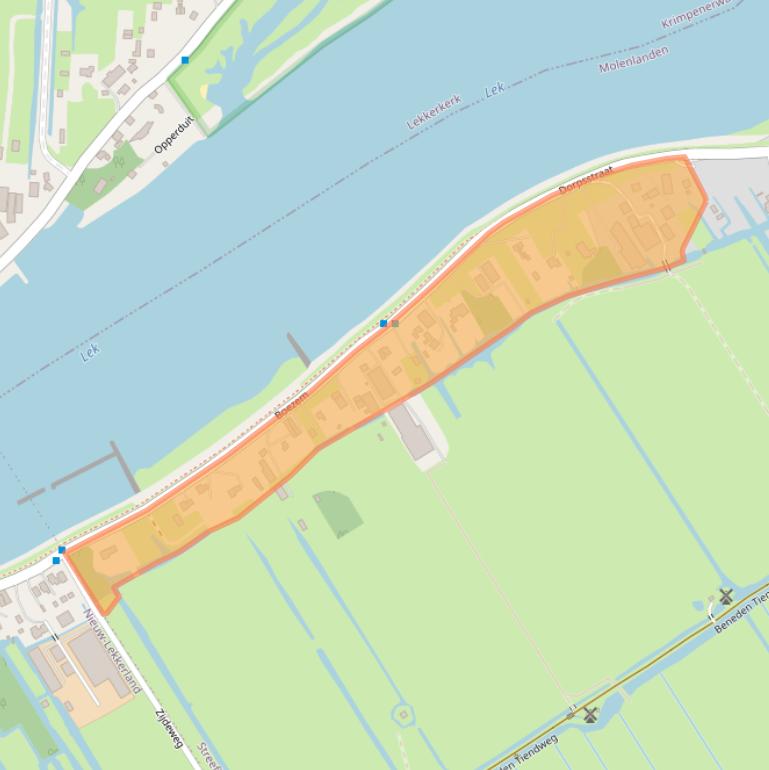 Kaart van postcodegebied 2959AE.