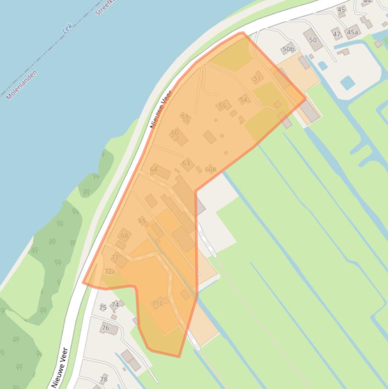 Kaart van postcodegebied 2959AL.