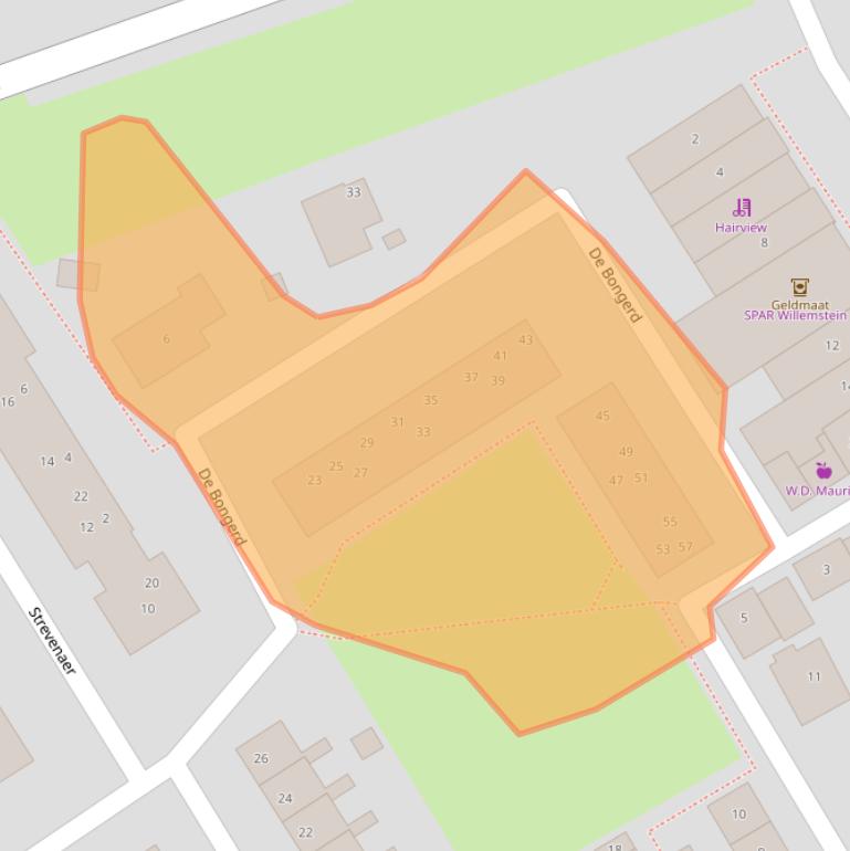 Kaart van postcodegebied 2959BE.