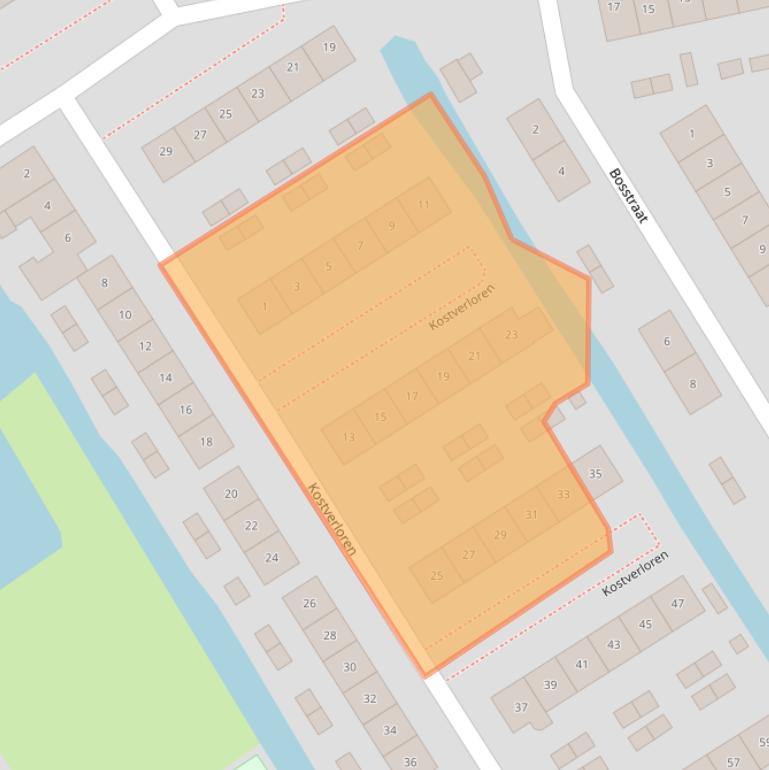 Kaart van postcodegebied 2959BT.