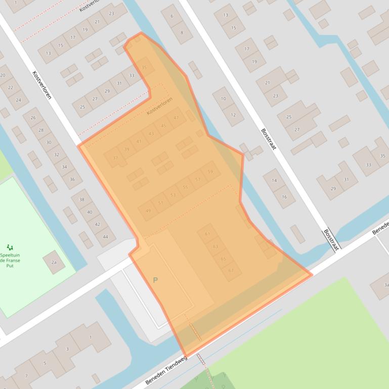 Kaart van postcodegebied 2959BV.