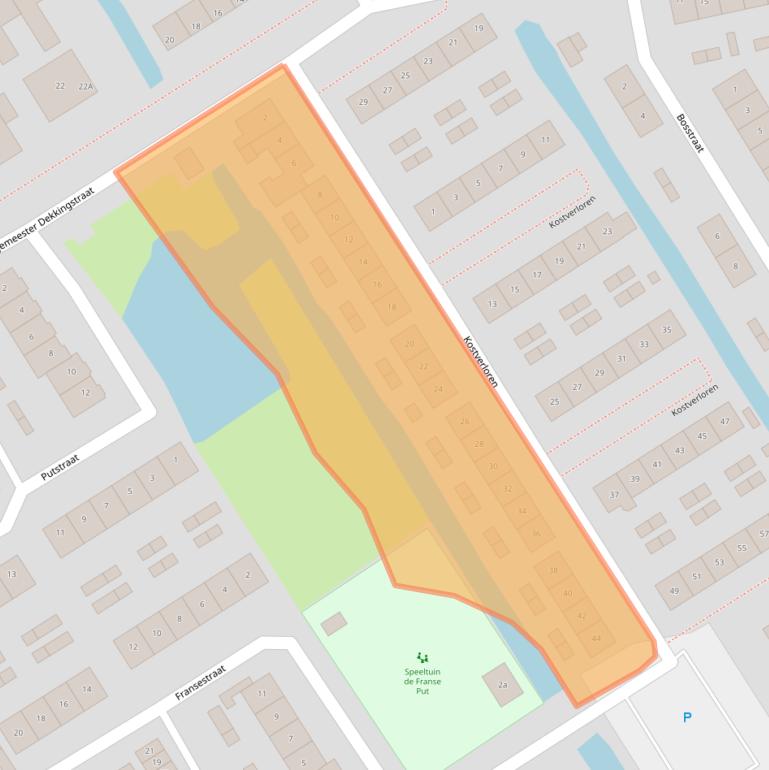 Kaart van postcodegebied 2959BW.