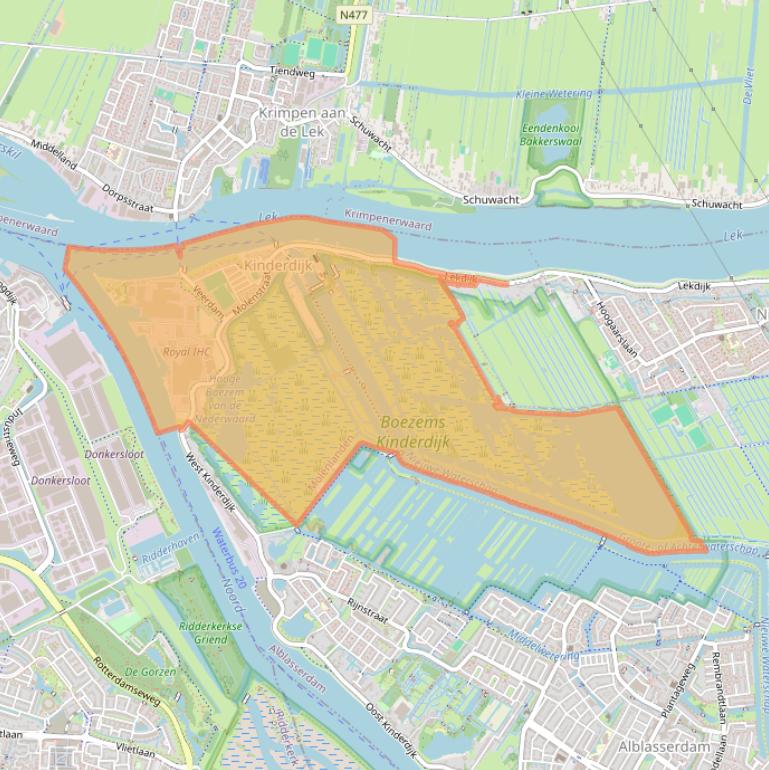 Kaart van postcodegebied 2961.