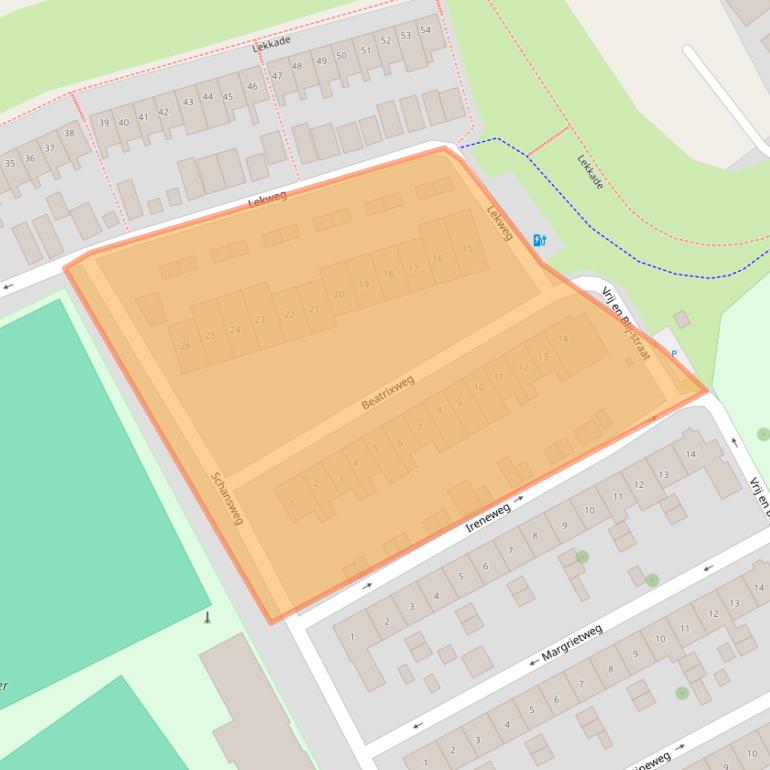 Kaart van postcodegebied 2961AA.