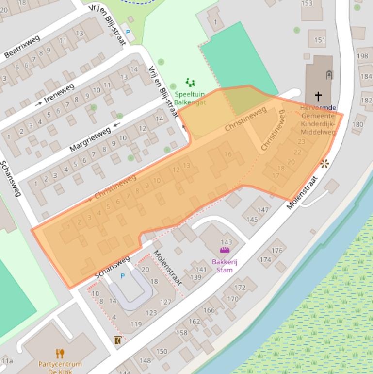 Kaart van postcodegebied 2961AB.