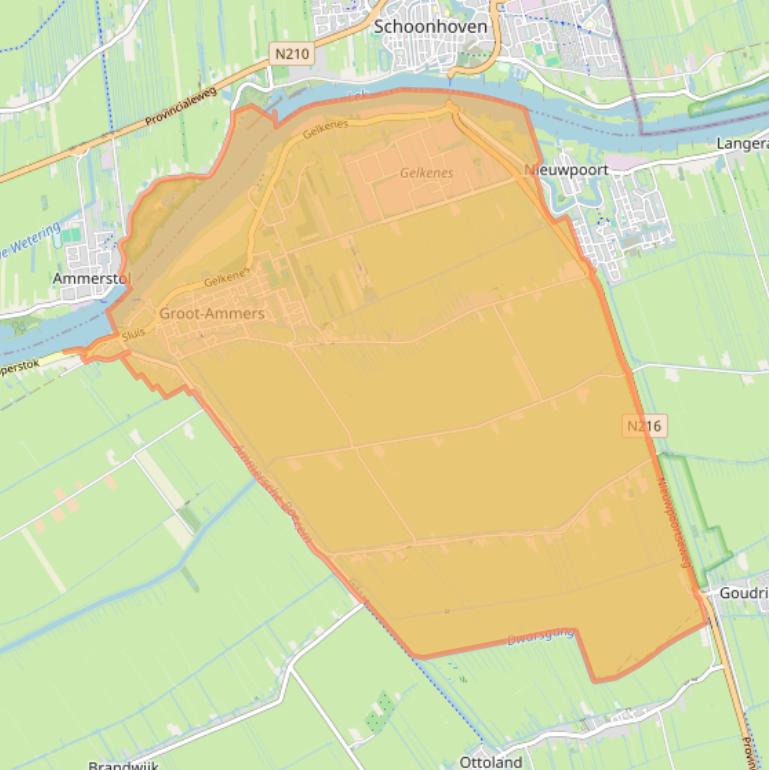 Kaart van postcodegebied 2964.