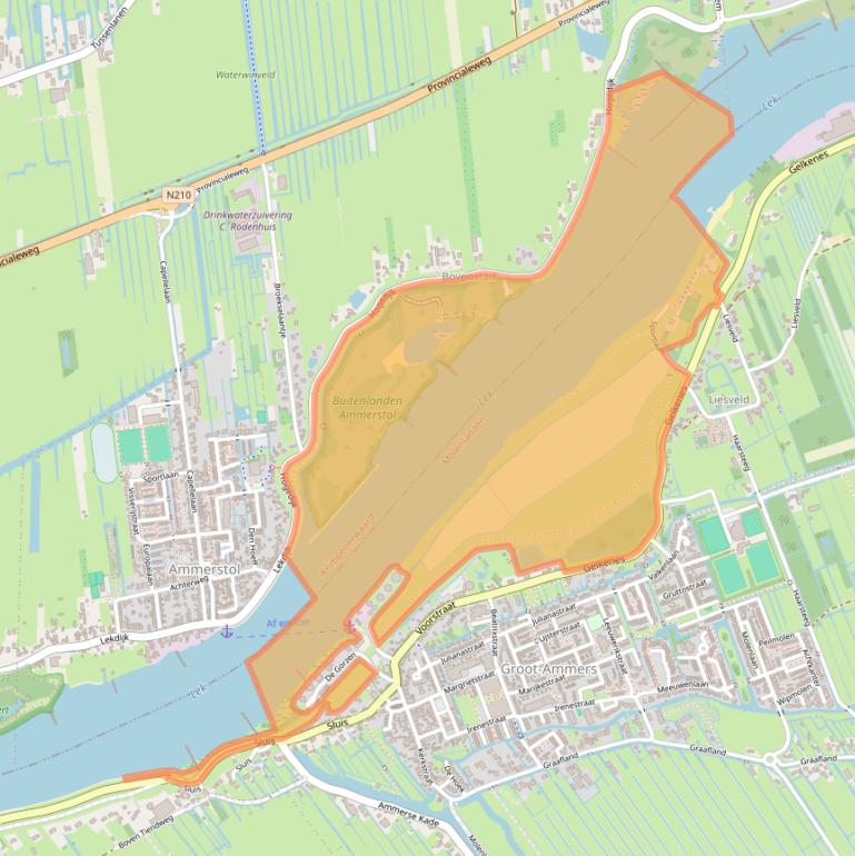 Kaart van postcodegebied 2964AN.