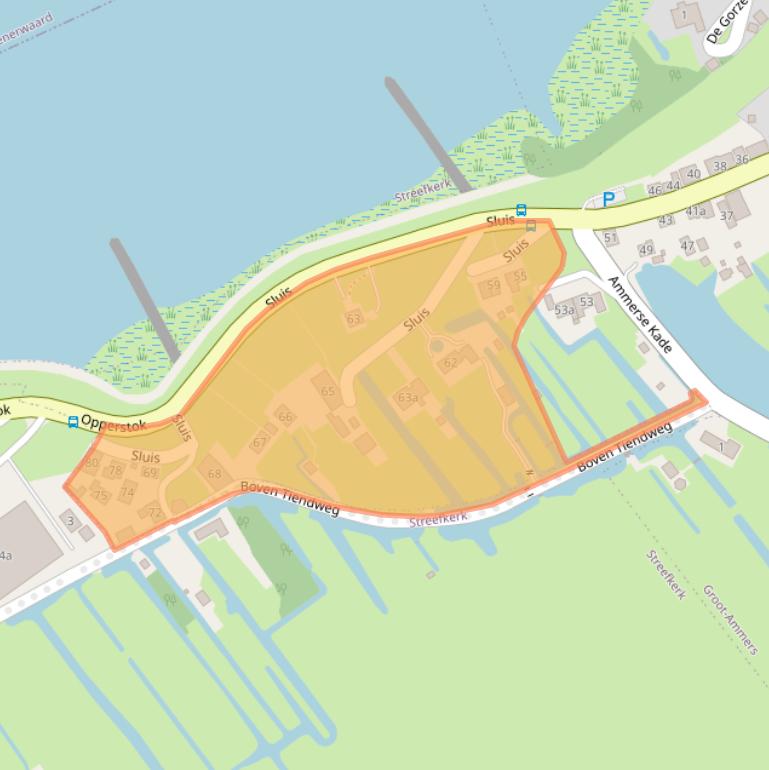 Kaart van postcodegebied 2964AT.