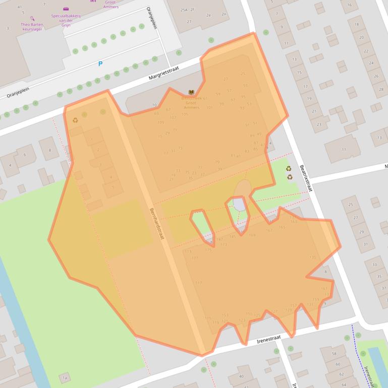 Kaart van postcodegebied 2964BC.