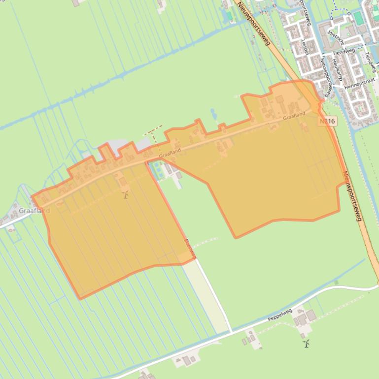 Kaart van postcodegebied 2964BK.