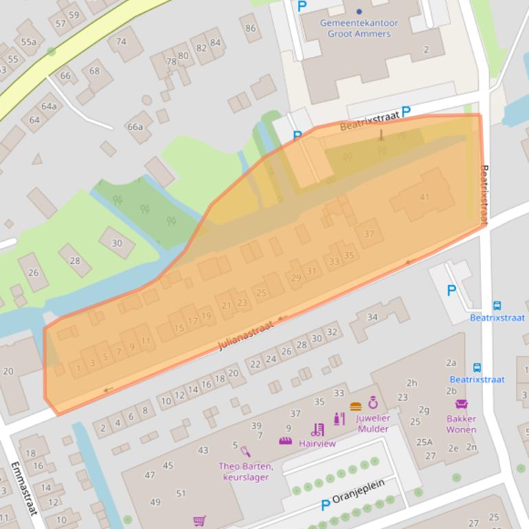 Kaart van postcodegebied 2964BM.