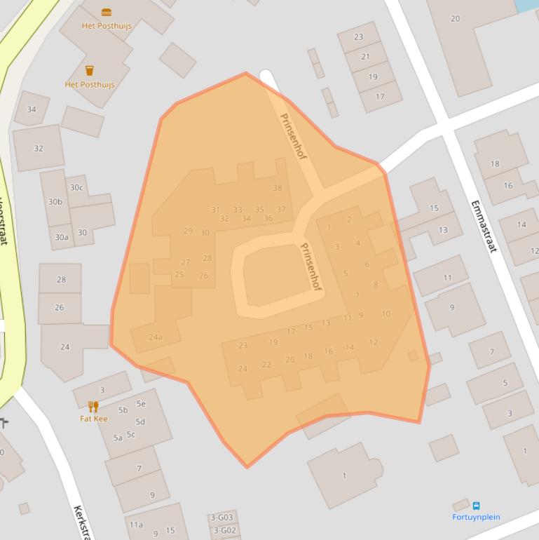 Kaart van postcodegebied 2964BW.