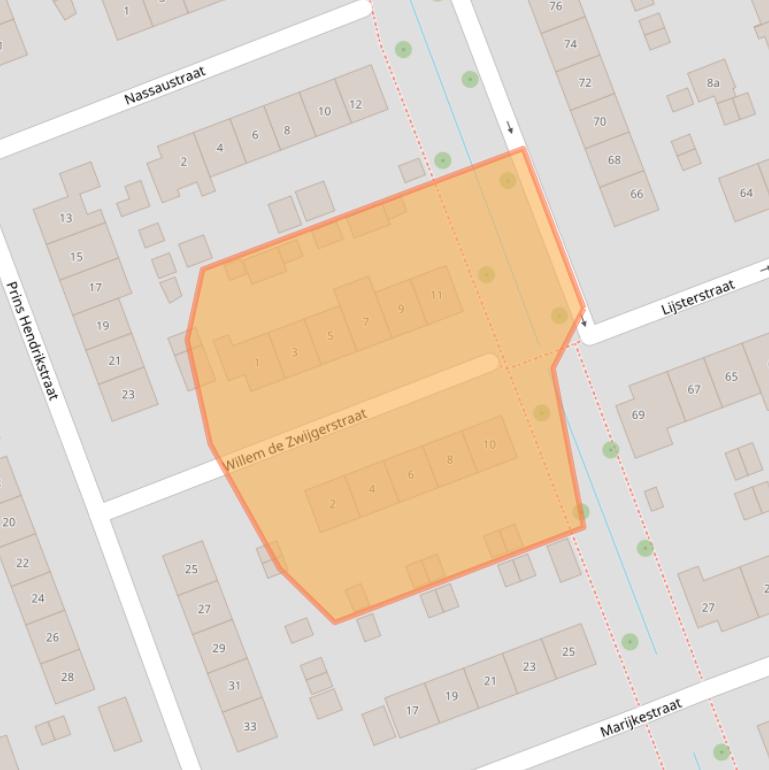 Kaart van postcodegebied 2964CN.