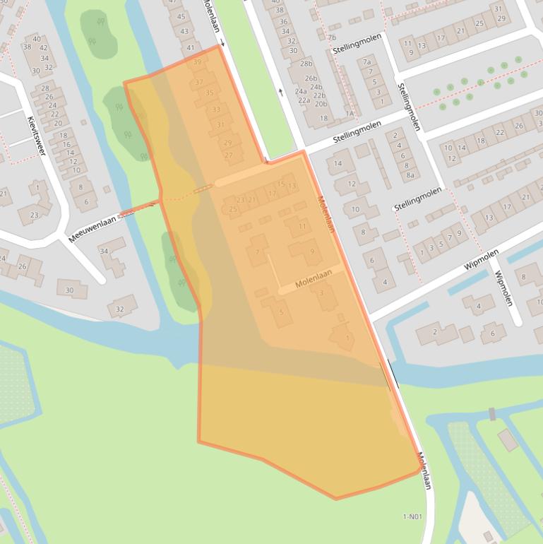 Kaart van postcodegebied 2964HJ.