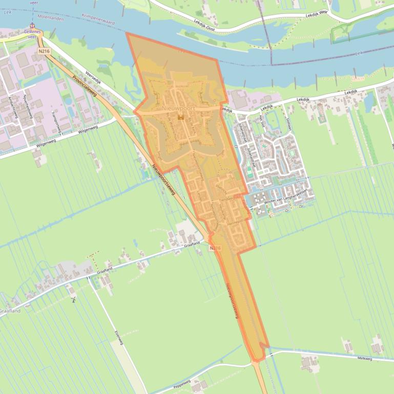 Kaart van postcodegebied 2965.