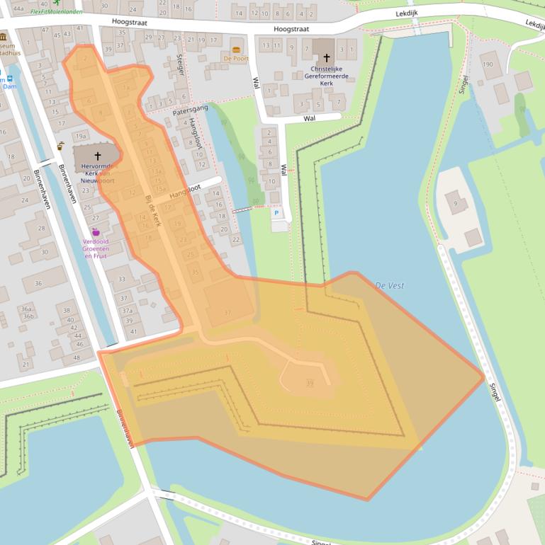 Kaart van postcodegebied 2965AA.